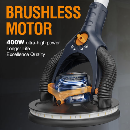 MAXXT 4mm Random Orbital Drywall Sander, Brushless 400W 3.5A Foldable Electric Wall Sander, Sander Tool with 1&2 Modes Suction Switching, Memory Variable Speed, 180° Flex Head, LED Light, Carry Bag