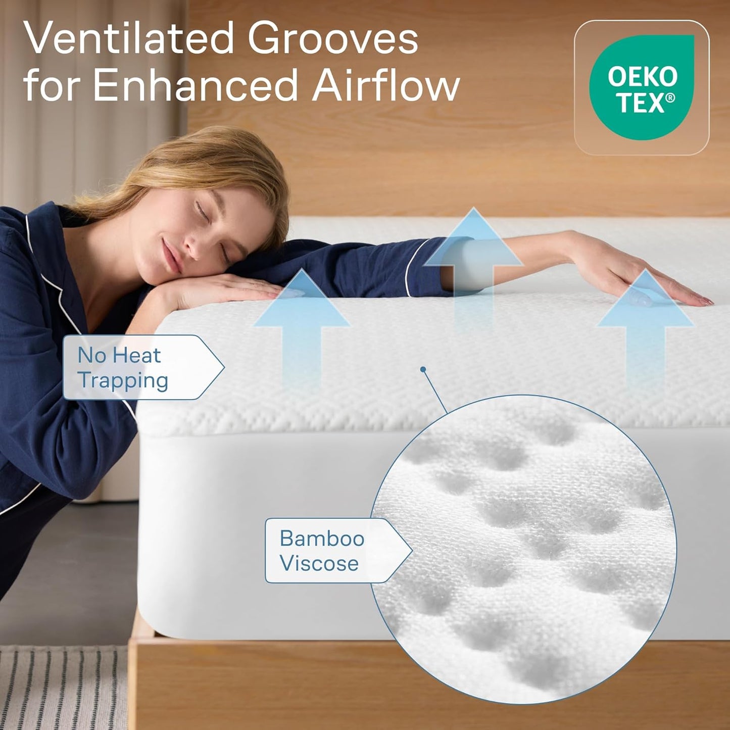 100% Waterproof Twin Mattress Protector - Noiseless Cooling Viscose from Bamboo | 360° Protection Against Spills & Stains (White)