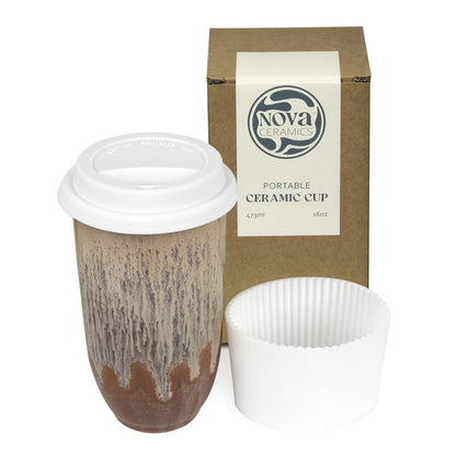 NOVA CERAMICS Travel Coffee Cup– Travel Coffee Tumbler – On the Go Coffee Mug – Microwave & Dishwasher Safe Green CoffeeTumbler - Gifts For Women Men Him Her – 16oz – Jupiter