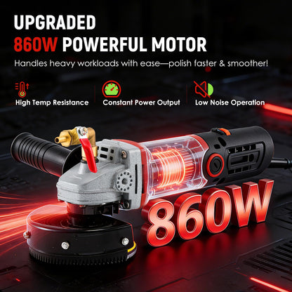 Antstone 860W Wet Polisher 4'' Electric Granite Polisher with 6 Variable Speeds 110V Wet Stone Polisher Grinder Buffer Concrete Polisher for Granite Marble Concrete Stone Countertop Floor Surface Tile