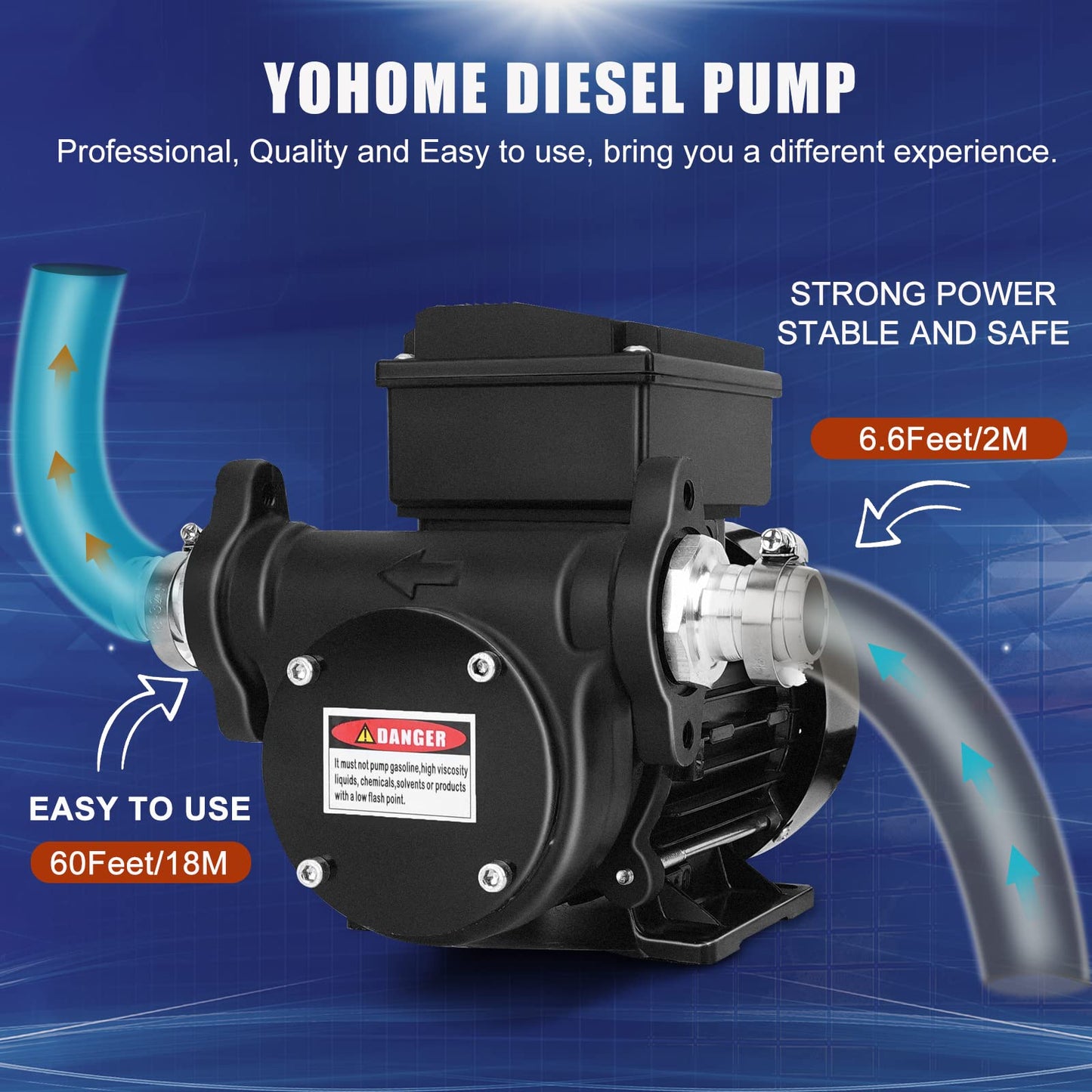 YOHOME Diesel Transfer Pump 110V 20GPM Oil Transfer Pump - Diesel, Kerosene, Biodiesel, Light Fuel Oil