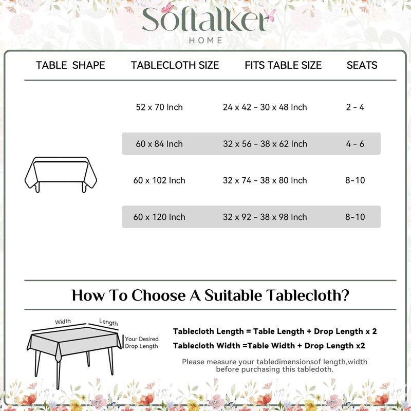 Softalker Spring Easter Tablecloth Rectangle - Bunny & Eggs Buffalo Plaid Flower Table Cloths, Stain Resistant Wrinkle Free Table Covers for Dinner/Party/Picnic/Outdoor, Grey Checkered 60 x 84 Inch