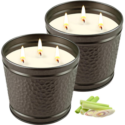 Citronella Candles Outdoor, Large Citronella Candle for Patio, 2 Pack Natural Soy Wax Outdoor Candles Bulk for Garden Yard Home Balcony Camping Backyard,Summer Candle Bulk for Home, Long Burning