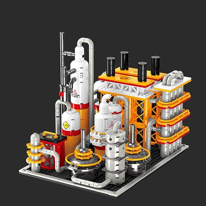 City Gas Station Building JJ9222 Set 734pcs Modular Chemical Plant Bricks Kit with Storage Tank &amp Lab Compatible with Lego City MOC Display Model for Adults &amp Kids Age 6+
