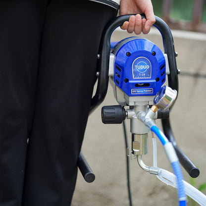 TUDUD Stand Airless Paint Sprayer, High Efficiency Airless Spraying Machine with Low Overspray, 3000PSI 750W Spray Painter for DIY House, Wall and Fences Painting, blue