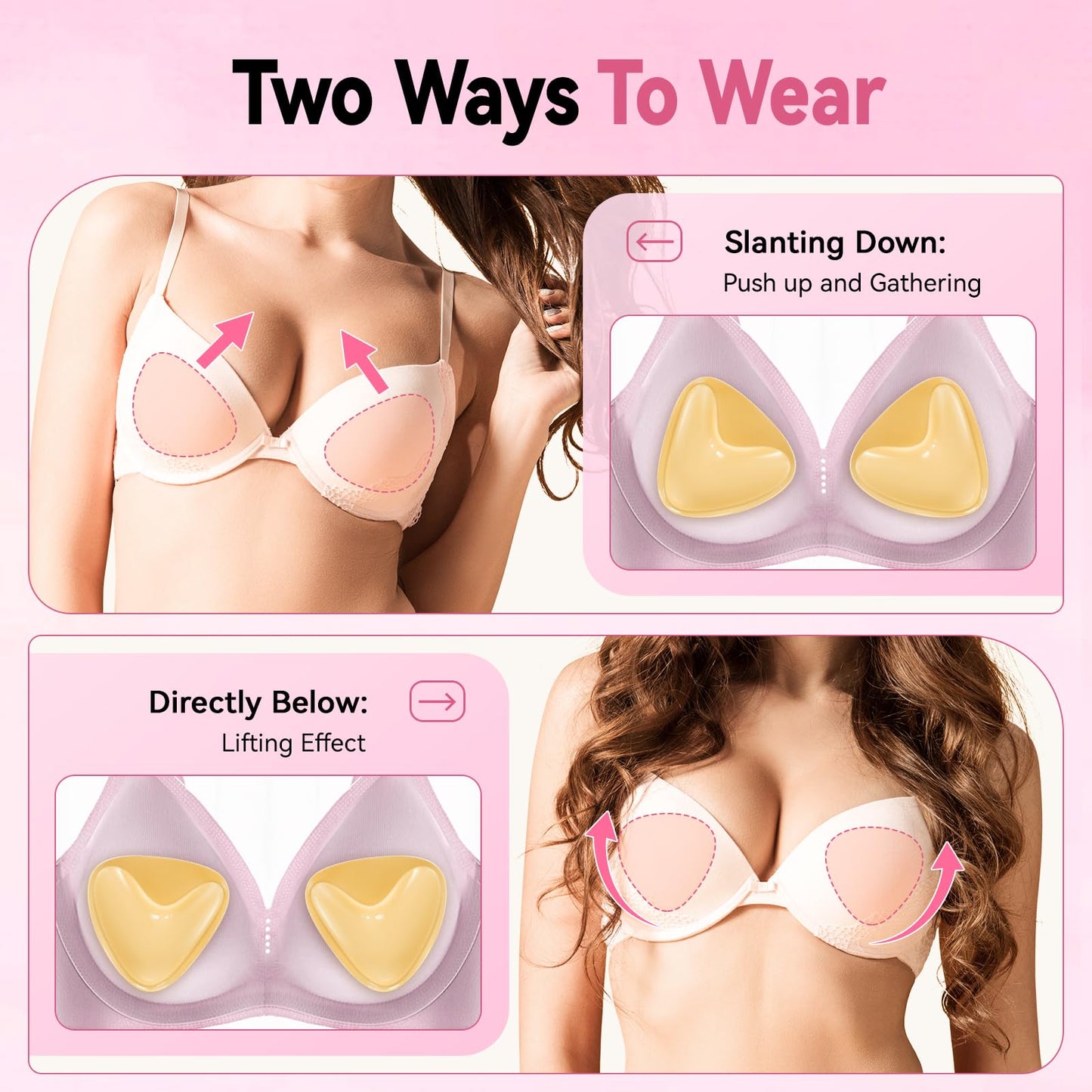 Mearter Ultra Push up Sticky Bra Pads | Double Sided Adhesive Inserts | Stick on for Sports Bra Swimsuit (Medium, Beige)