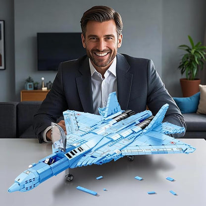 Reobrix SU-57 Fighter Jet Building Set Fighter Airplane Model Kit 33030 for Adults Military Plane Model Kit for Men Cool Decor Military Toys Ideal Gifts for Military Fans Kids 14+(1456PCS)