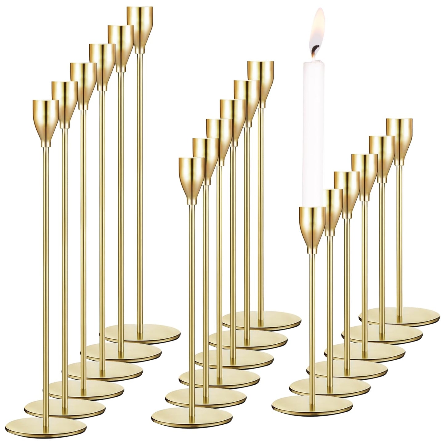 18 PCS Candlestick Holders Metal Taper Candle Holders Tall Candle Holders for Table Centerpiece Modern Pillar Candle Holder Decorative Candle Sticks for Home Wedding Decor