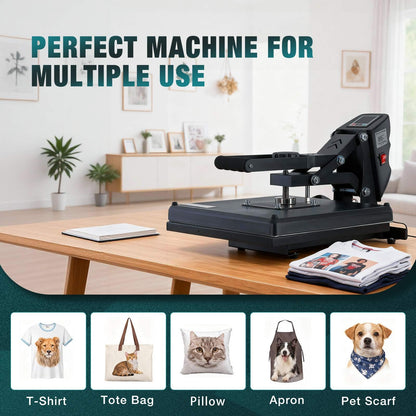 OLIXIS LW Heat Press, 15x15 Heat Press Machine for T Shirts with LCD Display & Memory Mode, 1200W Heat Transfer Machine for Bags, Pillows, Aprons