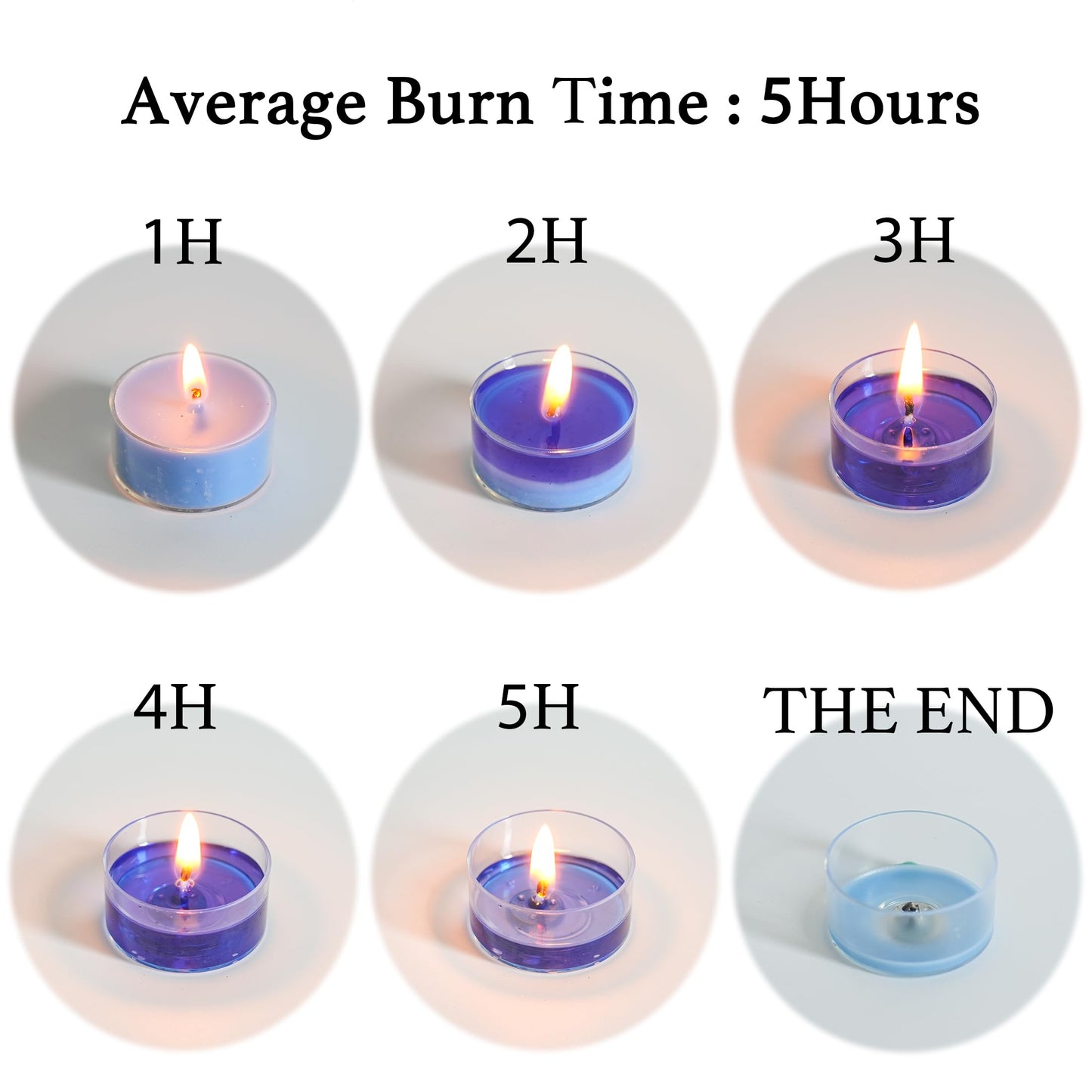 MUUFAZA 12 Unscented Natural Soy Tealight Candles in Clear Cups, 5H Long Clean Burning, Hand-Poured Blue Mini Tea Candle Set for Parties, Spa, Meditation, Gift, Holiday, Emergency, Home Decor