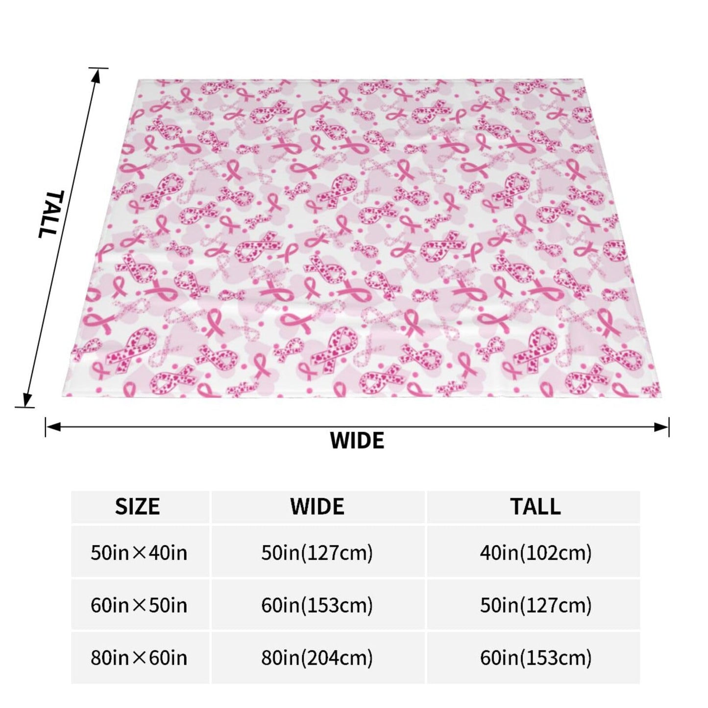 Breast Cancer Awareness Pink Ribbon Blanket - Soft Flannel Throw for Women, 40x50inches