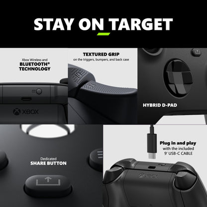 Xbox Wireless Gaming Controller + USB-C® Cable (2025) – Carbon Black – Play on Xbox, Windows, Android, iOS, FireTV Sticks, Smart TVs, VR Headsets