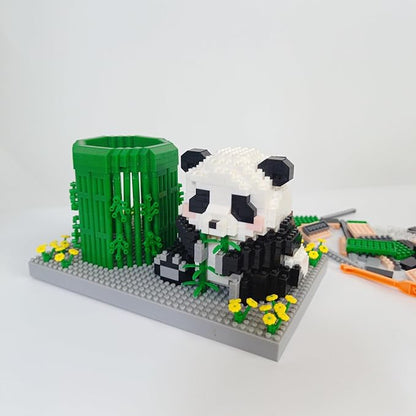 Panda Pen Holder Micro Mini Building Block Toy - Assemble Your Own Ideal for Students' Educational Fun and Office Workers' Desk Decoration