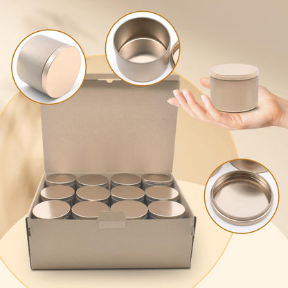 YJHSS 24-Pack 8oz Candle Tins with Lids, Metal Candle Jars for Candle Making, Empty Containers Vessels Bulk for Small Business & Beginners DIY Storage -Champagne Gold