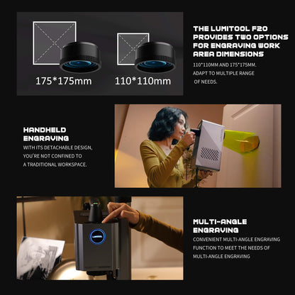 LumiTool 20W True Fiber Laser Engraver - 10X Faster AI Fiber Laser Engraving Machine for Metal, Jewelry, Leather & More - AI-Powered, Deep Engraving, Cloud Data, Compact & Affordable