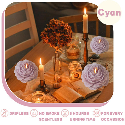 Peony Flower Shape Candles 1 Pack Soy Wax Decorative Candle for Bedroom Home Scented Candle Gift to Friends Family (Purple)