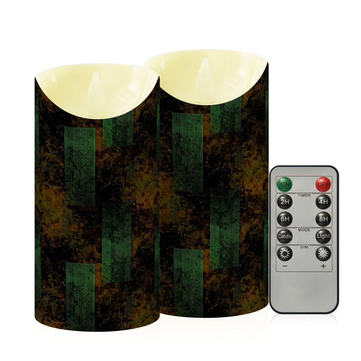 Gravopti Abstract Block 2 Pack Flameless LED Pillar Candles with Remote & Timer, Battery Operated, Flickering Wax Candle for Wedding, Romantic Home & Party Decor