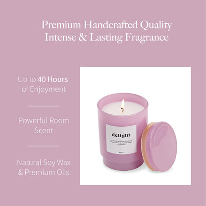 AromaLight 8.5oz with Lid Glass Jar Candle in Pink – Blushing Pink Prosecco Scent, Delight Collection, Perfect Mini Gift