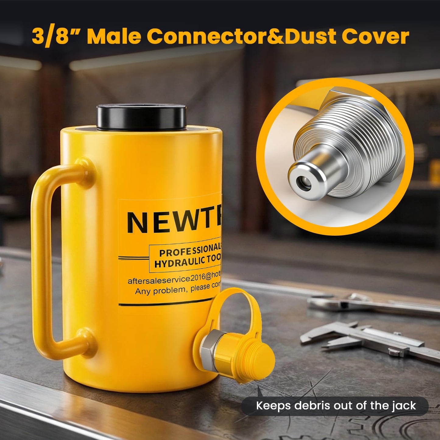 NEWTRY 30 ton Hydraulic Hollow Jack Cylinder 2’’ Stroke Porta Power Ram Industrial Lifting Jack Retract Automatically