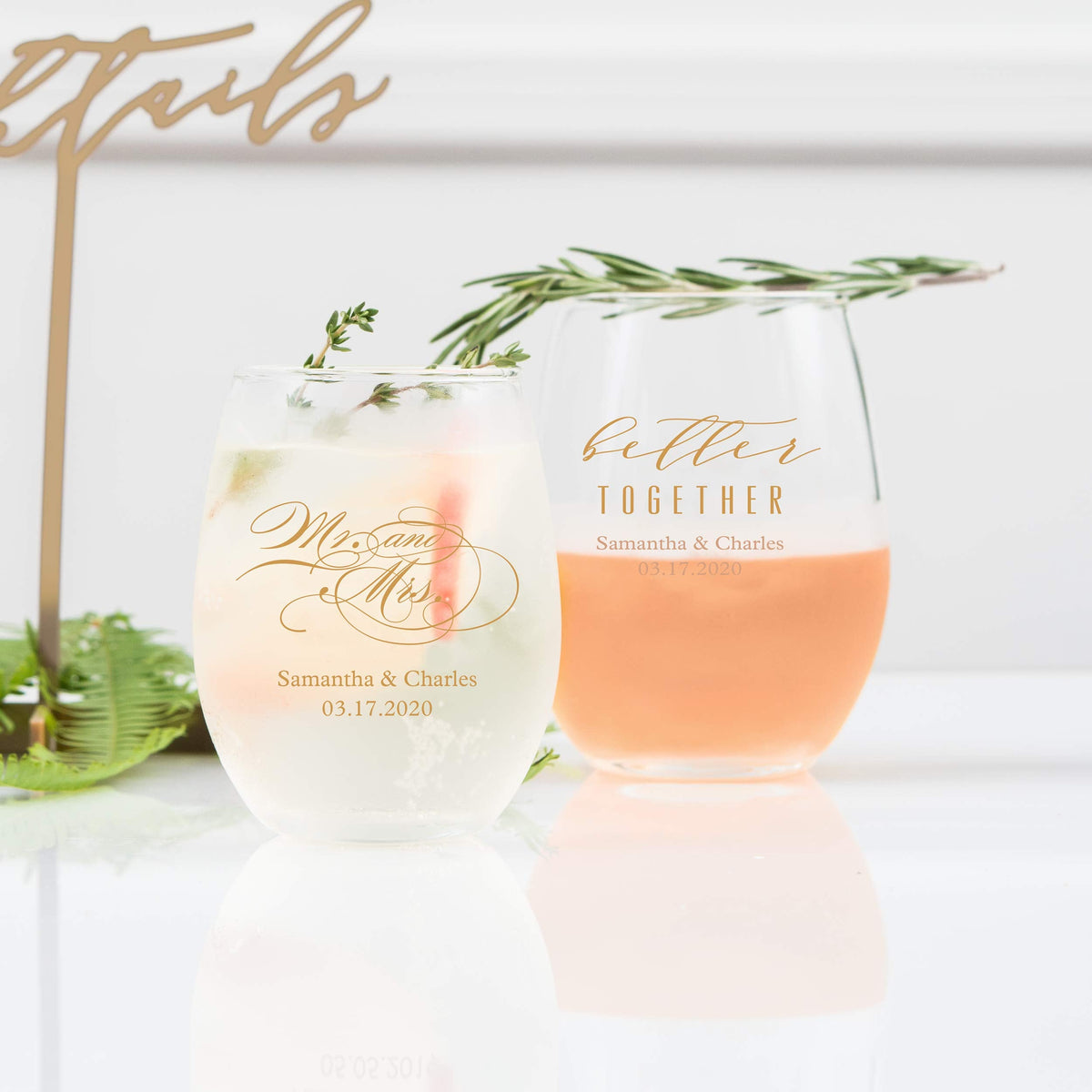 WEDDINGSTAR Personalized Small Stemless Wine Glass 9oz - 108 pack