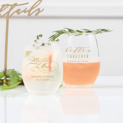 WEDDINGSTAR Personalized Small Stemless Wine Glass 9oz - 108 pack