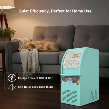 Commercial Ice Maker Machine, 100lbs/24H Ice Machine with 20lbs Storage Bin, 50 Cubes in 8-12 Mins, Small Size Freestanding/Under Counter Ice Maker, Support Gallon Bottle Water, Timer, Self-Cleaning