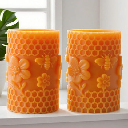 Honeycomb Cylinder Flower Succulent Peony Cylinder Candle & Resin Mold - Resin Casting Silicone Molds for Home Decor & Candle Making Wave Spiral Mold