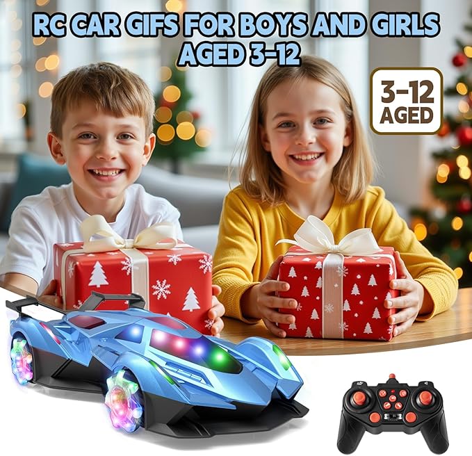 SASBSC Lamb Remote Control Car for Boys 4-7 8-12 Drift Rc Cars with 360° Rotation Spray Music &amp Lights 1:12 Rechargeable Rc Car Toys 10-12km/h Sport Race Toy Cars Gifts for Kids (Blue)