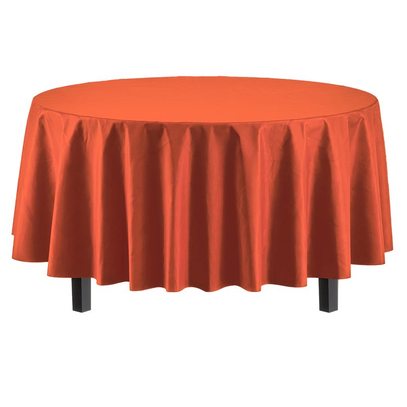 Exquisite 12-Pack Premium Plastic 84-Inch Round Tablecloth, Orange