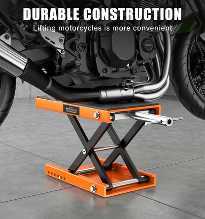 HUGOASIS 500KG Heavy Duty Motorcycle Scissor Lift, 150% Capacity 85mm-350mm Lift Range, Portable Maintenance Lift Table for Motorcycle, ATV, Scooter, Dirt Bike, with Optional Accessories