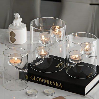 Maimeili Glass Candle Holder Hurricane Crystal Decorative Candle Fits Standard Tealight for Table Wedding Dinning Centerpieces Party Supplies Home Decor