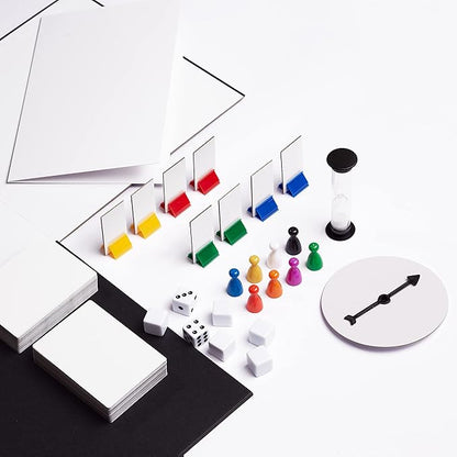Create Your Own Board Game Set – DIY Kit with Blank Game Board Game Pieces Blank Cards Dice Spinner Rulebook Sand Timer – Build Your Own Game Kit - Deluxe Edition