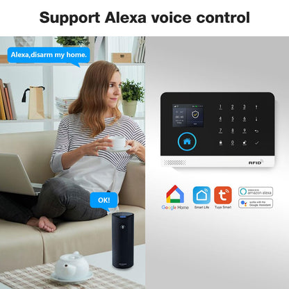 PGST Home Security Systems for House, Wireless Home Security Alarm System, Door/Window Sensor Motion Sensors with App Alert, WiFi+GSM 4G Home Alarm System No Subscription（103-F）