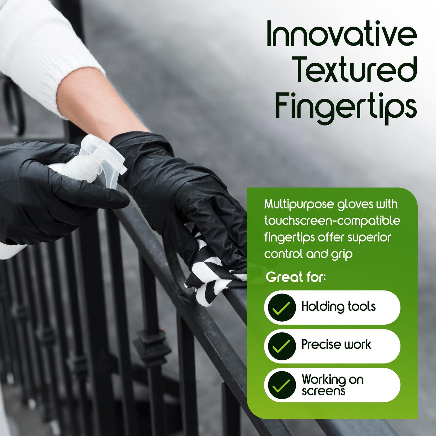 Inspire HEAVY DUTY 6Mil ORIGINAL Quality Stretch Nitrile Gloves Black Disposable Latex Free | Medical, Exam, Food, Industrial, Mechanic Tattoo (6Mil Black, Medium)