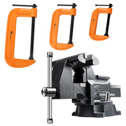 Forward CR60A 6.5 Inch Bench Vise and C-Clamp 3 Piece Set