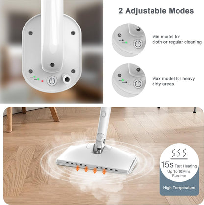 Skiennix 6-in-1 Steam Mop Cleaner - Versatile 2 Modes, 400ML Tank, 23FT Power Cable | Azure Color
