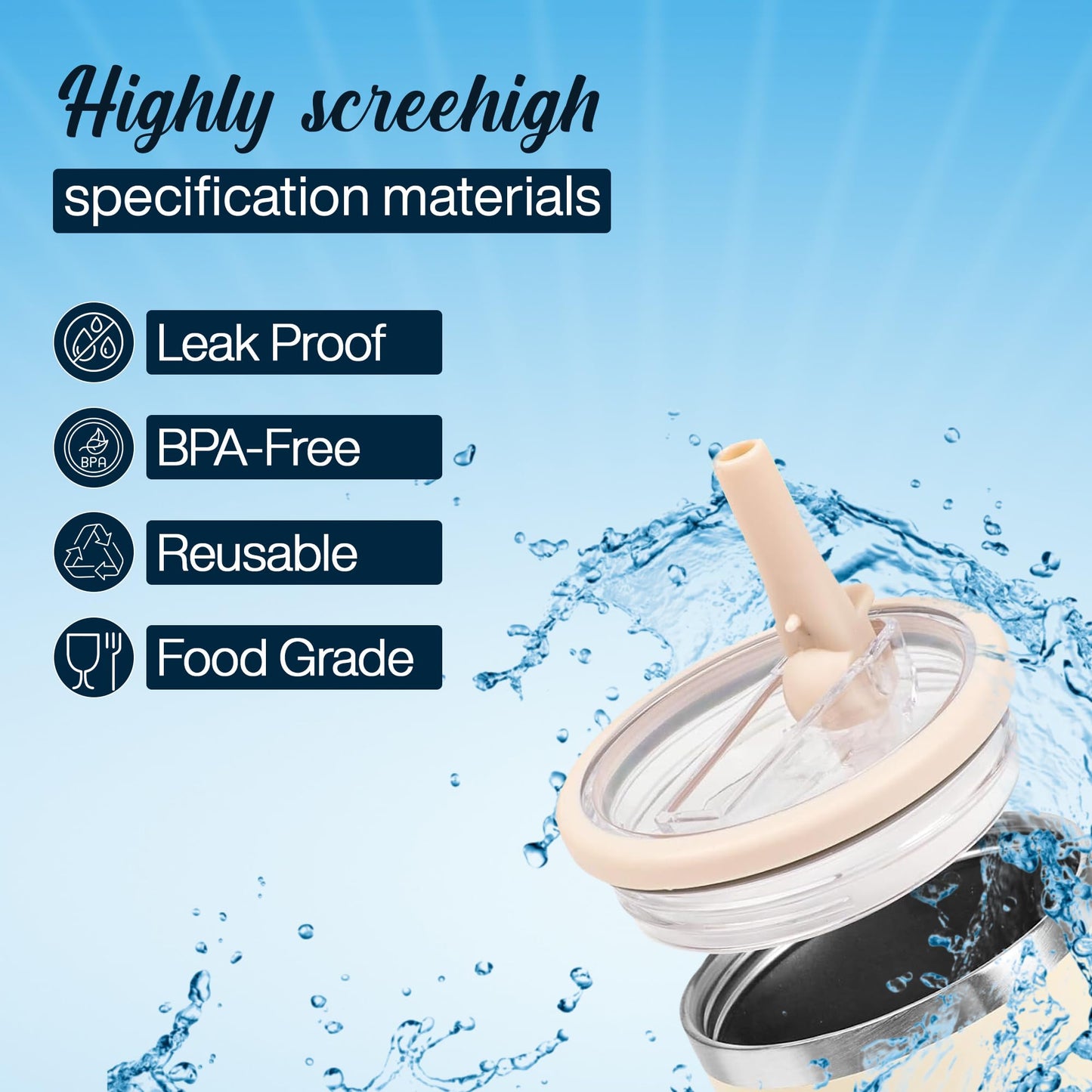2 PCS 30oz Tumbler Lids with Flip Straw - Reusable, Spill-Proof, Leak-Proof Replacement Lid for stainless steel Tumblers"(white cream)