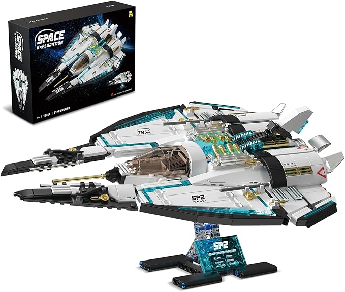 Spaceship Building Blocks Set for Boys Ages 8-12 STEM Space Toys for Kids to Assemble a Space Shuttle with Light Best Present for Boys and Girls Aged 8+ (739PCS)