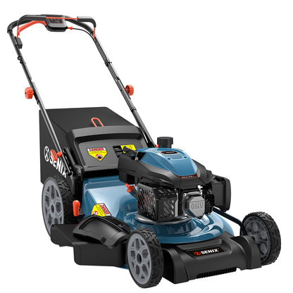 SENIX 22 Inch Gas Lawn Mower, 201cc 4-Cycle OHV Engine, Variable Speed Rear Wheel Self-Propelled Mower, 3-in-1 Mower with Bagging, Mulching & Side Discharge, 6-Positions Adjustable Cutting Height