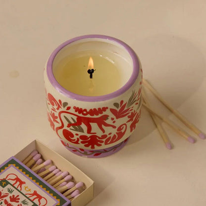 Paddywax Scented Candles Dopo Hand-Painted Ceramic Luxury Artisan Candle, 8-Ounce, Coconut & Amber