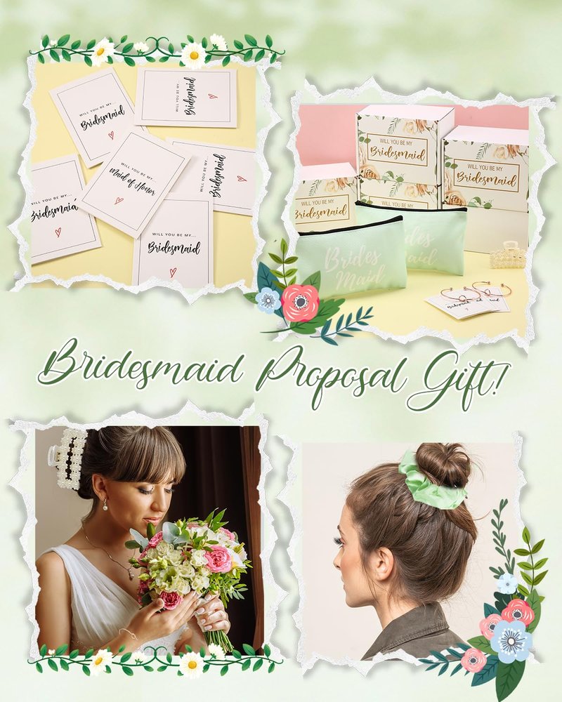 DHQH Bridesmaid Proposal Gifts Box Set, Will You Be My Maid of Honor Gifts for Bridal Shower Wedding, Bridesmaid Gifts Basket With 16 oz Iced Coffee Cup Bracelets Necklace (36pcs)