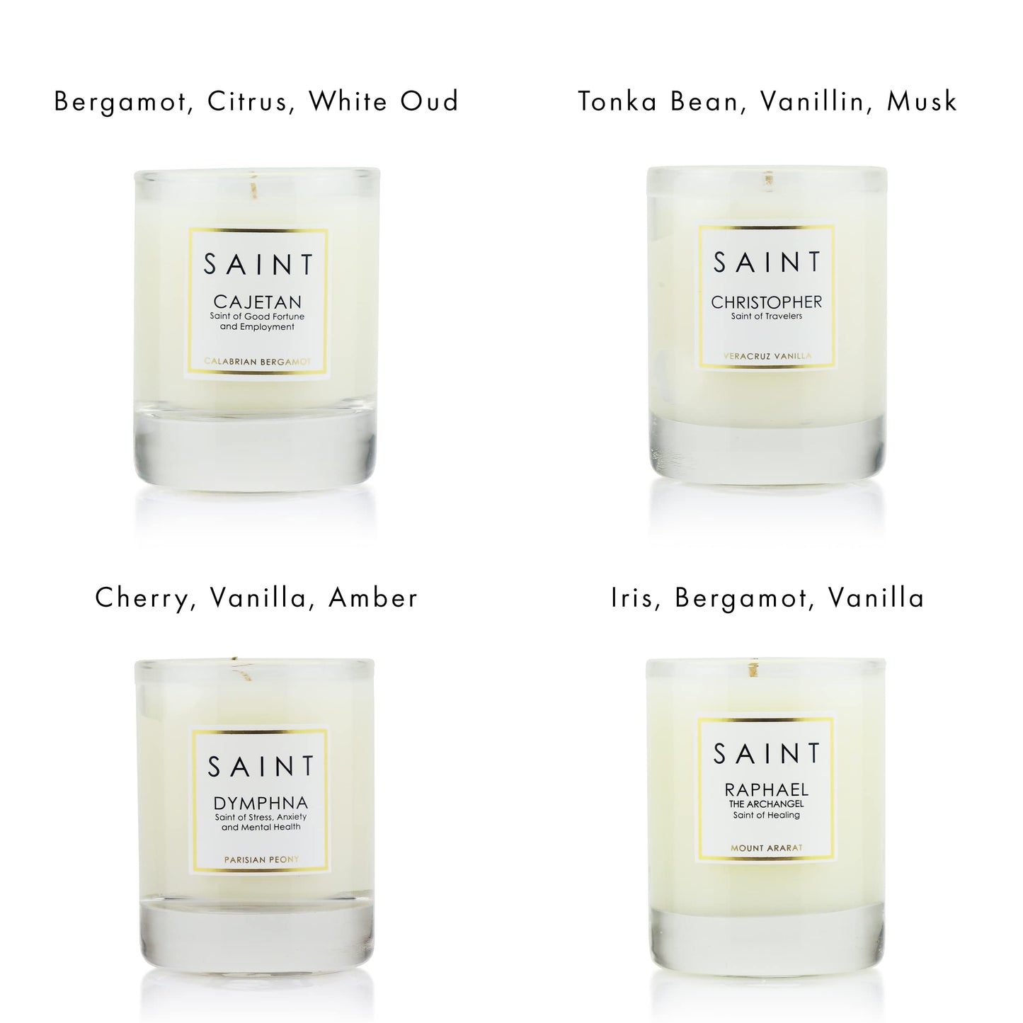 SAINT The Intention Collection Votive Candles, Soy Coconut Scented Candle Set with Prayer Coin, Non-Toxic Aromatherapy Soy Candles, 4 20-Hour Long Burning Candles