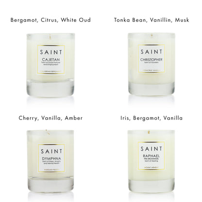 SAINT The Intention Collection Votive Candles, Soy Coconut Scented Candle Set with Prayer Coin, Non-Toxic Aromatherapy Soy Candles, 4 20-Hour Long Burning Candles