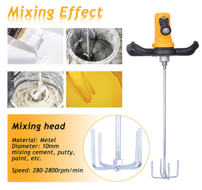 Concrete Trowel with Mixing Rod, Concrete Mixer, 80-200RPM 1680W Electric Plaster Mortar Cement Putty Trowel, Wall Smoothing Polishing Machine