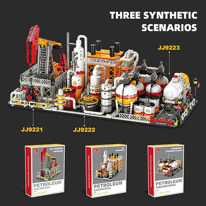 City Gas Station Building JJ9222 Set 734pcs Modular Chemical Plant Bricks Kit with Storage Tank &amp Lab Compatible with Lego City MOC Display Model for Adults &amp Kids Age 6+