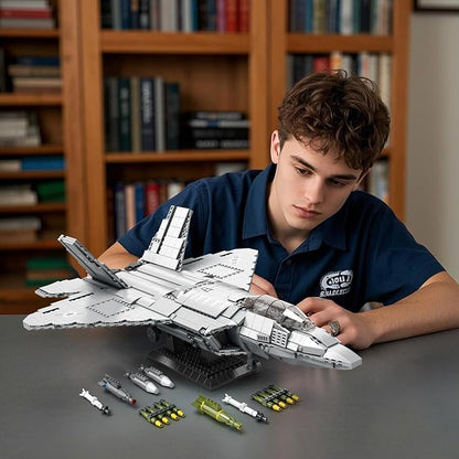 Reobrix F-22 Fighter Jet Building Sets for Adults Military Raptor Fighter Display Model 33020 Technical Military Plane Collectible Set Toys Gifts for Aviation Fans Boys Girls 14+ (1729 PCS)