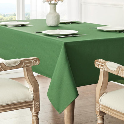 Veblandy 2 Pack Rectangle Tablecloth, 52x70 inch, Water Resistant Wrinkle Free Linen Textured Table Cloth Washable, Decorative Fabric Table Cover for Dining, Party and Camping, Green