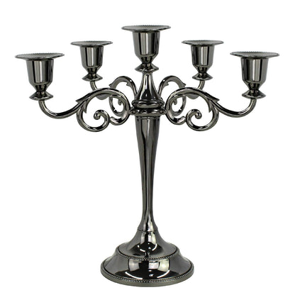 Dorlotou Metal Candelabra 5-Candle 10.1 Inch Tall Candle Holder Stick for Home Wedding Event and Party Festival,Black
