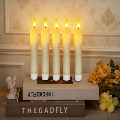 Meigic 7 Inches Dripless Flameless Taper Candles with Remote Timer Dimmer, Real Wax Battery Candlesticks, 3D Flame Fake Candlesticks for Home Wedding Christmas Decor, Ivory, 12 Pcs