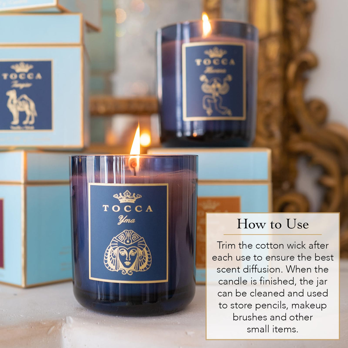 TOCCA Amalfi 10oz Candle - Grapefruit & Cucumber Scented, Hand Poured Soy-Wax Blend with 100% Cotton Wick, 60 Hour Burn Time